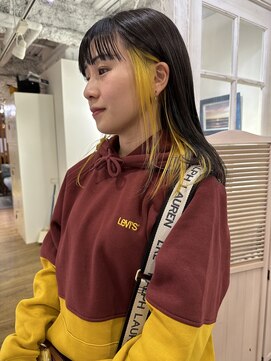 リノショアーズ ショウナン 辻堂店(RinoShores SHONAN) イメチェンシースルーバングイエローインナーカラー個性派美人