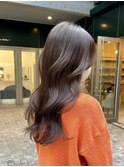 透け感グレージュ×ロングレイヤー.