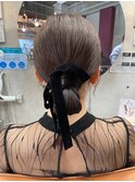 結婚式お呼ばれヘアアレンジ/タイトアレンジ/タイトシニヨン