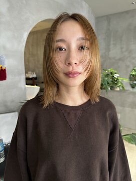 ハウ 心斎橋(how) ミディアムくびレイヤー小顔カット艶髪姫カット20代30代40代