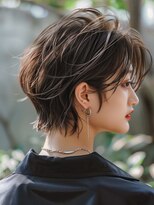 ムウ 難波(MOU)&nbsp;ハンサムショートボブルフネビージュ小顔ワンレン20代30代40代