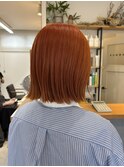 ボブ×オレンジカラー