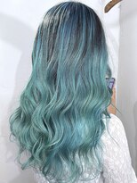 ブレイズヘアー(BLAZEhair)&nbsp;【透明感強め】ターコイズブルーバレイヤージュ×ブリーチ２回