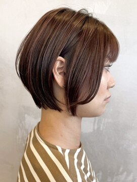 エリマバイフィフス 調布(elima by fifth) 調布白髪染めレイヤーボブショートヘアベージュアッシュブラウン