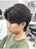 フェザーパーマ毛流れセンターパートニュアンスパーマメンズ