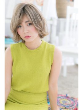 ミック ヘアアンドメイク アップ 駒込店(miq Hair&Make up) ラフ&セクシー★ハイトーンカラーミディアムウルフ