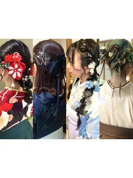 [卒業式袴着付け+ヘアセット\14300]プロの袴着付け&トレンドを押さえたヘアアレンジが人気♪早朝受付OK