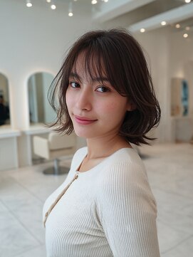 顔まわりカット/ミディアム/レイヤーカット