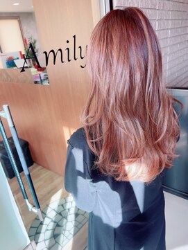 アミリー 成田美郷台店(Amily) 暖色カラー 艶感 ストレートロングふんわり20代30代40代50代60代