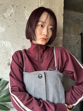 エス 大阪梅田店(es) チェリーブラウン ぷつっとボブ