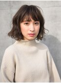 ワンレン 斜めバング 小顔 【ナチュラルボブ/エアリーショート】