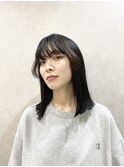 大人かわいい☆クールストレートミディ×小顔バング