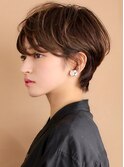 分け目なしマッシュショート/30代/40代/前髪あり/耳掛け