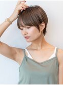 グレーベージュ/前髪パーマ/20代30代/大人かわいい/ショートボブ
