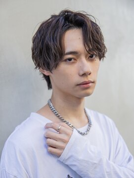 シティ(CITY) 小久保styleフェザーパーマグレーブルーカラー刈り上げショート