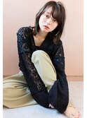 姫カットレイヤーくびれミディアムボブマロンベージュ