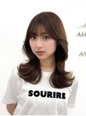 くびれミディ/トレンド韓国ヘア/くびれ巻き/レイヤーカット