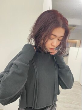 エンドリンク(endlink) くびれヘアアプリコットオレンジシースルーマッシュボブヘア