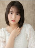 シースルーバングココアブラウン前下がりボブ310W上尾30代40代
