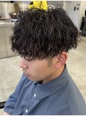 横浜西口メンズカットツイスパシャドウパーマ波巻きパーマ30代◆
