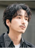 渋谷メンズルーズパーマセンターパートニュアンスフェザーパーマ