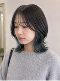 グリーンインナーショートボブ