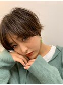 無造作刈り上げマッシュショート×オリーブベージュ[横浜駅]