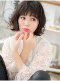 くせ毛風黒髪グレージュカラー小顔外ハネボブh2越谷20代30代40代