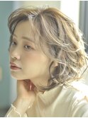 大人可愛い20代30代40代小顔丸みウェーブボブ