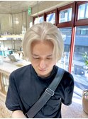 メンズハイトーンベージュ抜きっぱなしブロンドホワイトカラー