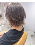 シャギーボブ/くびれボブ/レイヤーボブ/くすみベージュ