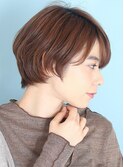 40代50代小顔黒髪ネビージュボブルフワンレン前髪ありショート