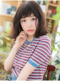 斜めバング黒髪外ハネカールミディアムボブc6大宮20代30代40代
