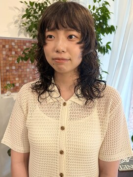 ネッコ(necco) フェイスレイヤーパーマ×アッシュグレーカラー