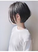 【morio 原宿】黒髪ショートボブ　前髪なし　耳かけ
