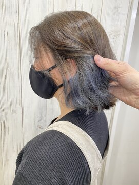 アンダーバーホワイト 南海難波店(_WHITE) インナーカラー☆ブルーアッシュ