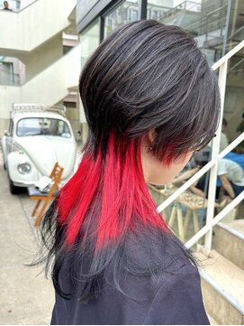 シーン(seen) ○クラゲウルフ○小顔カット　斜めバング　デザインカラー