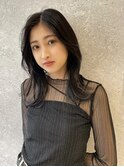 三軒茶屋_レディース_ロング_ブラック_コテ巻き_パーマ_小顔