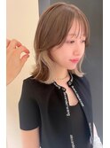 【Ayu。】ミディアムボブにイヤリングカラーミルクティベージュ