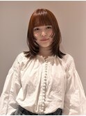 ブリーチなしオレンジカラー×デザインカット