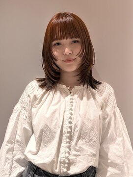 マイル 渋谷(mile) ブリーチなしオレンジカラー×デザインカット