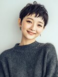 大人女性/ヘアセット黒髪/ベリーショート/ネビージュ/小顔