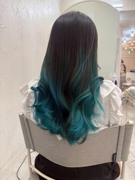 ロミー 本厚木(ROMMY.) グラデーショングリーン◎エンドカラー寒色系カラー◎裾カラー◎