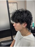 無造作ウェーブ×センターパート
