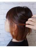 インナーカラーオレンジボブ