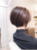 大人可愛い束感 くびれベージュ丸みショートボブ【近藤】横浜