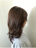 艶ピンクブラウン+ゆる外巻き