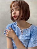 大人かわいいコンパクトAラインボブ 柔らかマロンベージュ♯