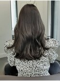 Aライン/ダークグレージュ/ウェーブ巻き/くすみベージュ