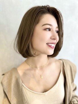 アンク(ank) ミディアムボブ/ベージュカラー/透明感カラー/艶ブラウン